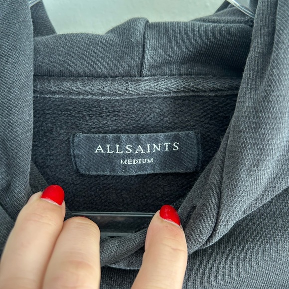 AllSaints Wreath Hoodie in Washed Black - Picture 4 of 9